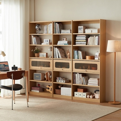 Solid Wood Multi-Tier Bookshelf