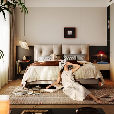 Upholstered Bed for Home Hotel Use